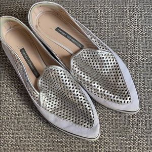 French Connection Mesh Almond Toe Canvas Slip Ons